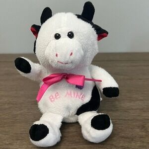 Be Mine Black & White Cow Plush with Pink Bow